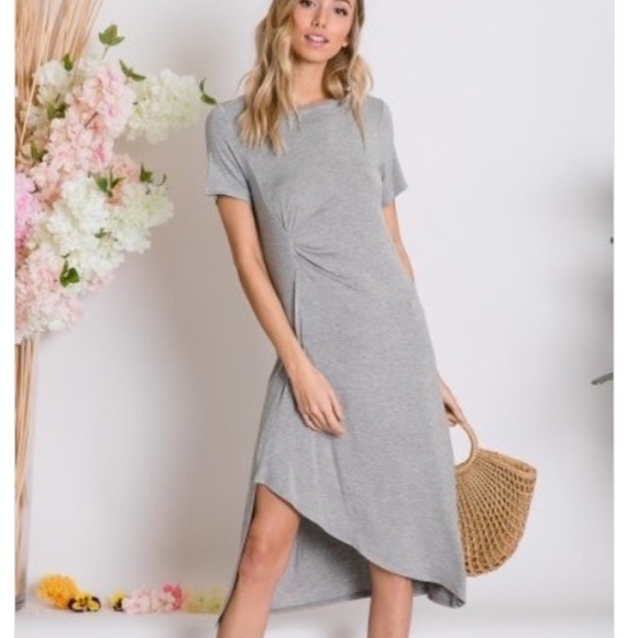 Dresses & Skirts - $ FIRM 🌷Gray Asymmetrical Midi Dress